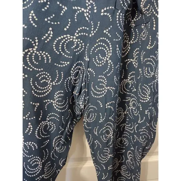 Maeve Anthropologie Blue Tidal Pools Cropped Jumpsuit Overalls, Size Medium - Picture 15 of 15